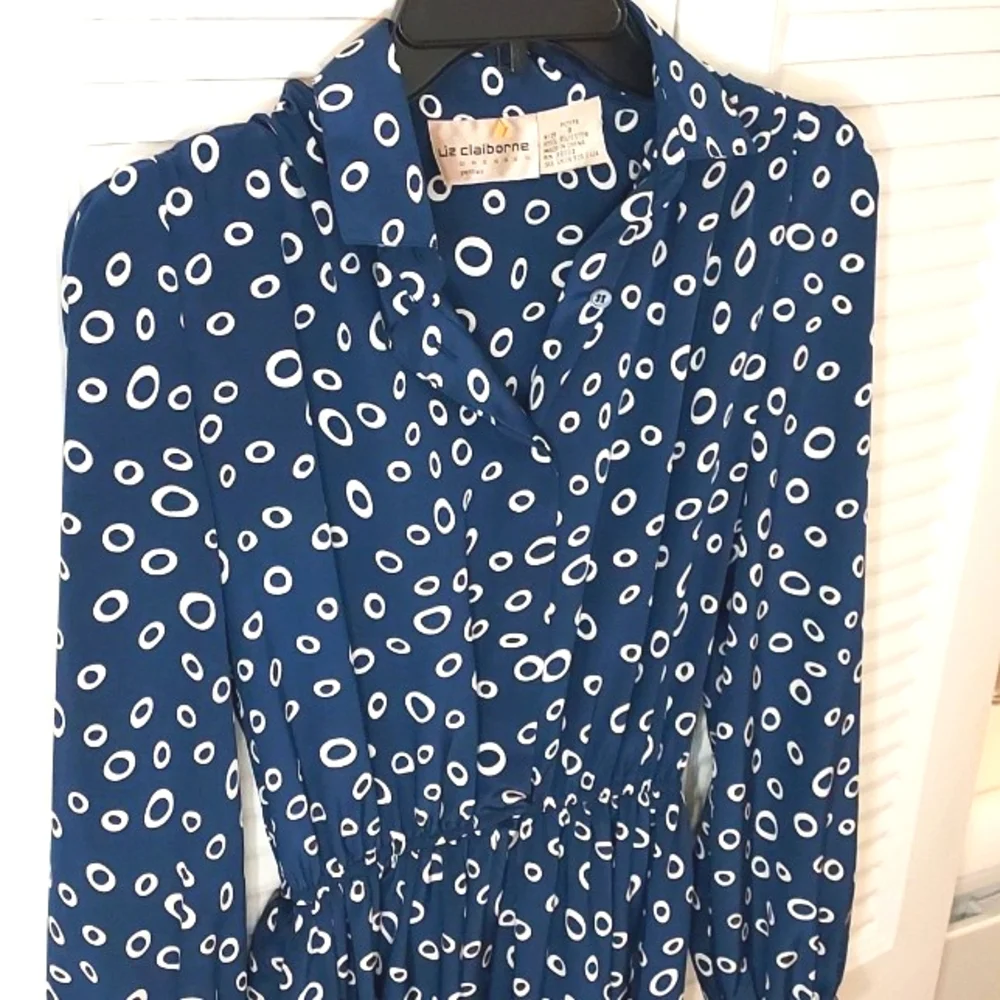 Rouje Look Liz Claiborne Blue and White Casual Button Front Dress 8p 38 - Picture 1 of 9